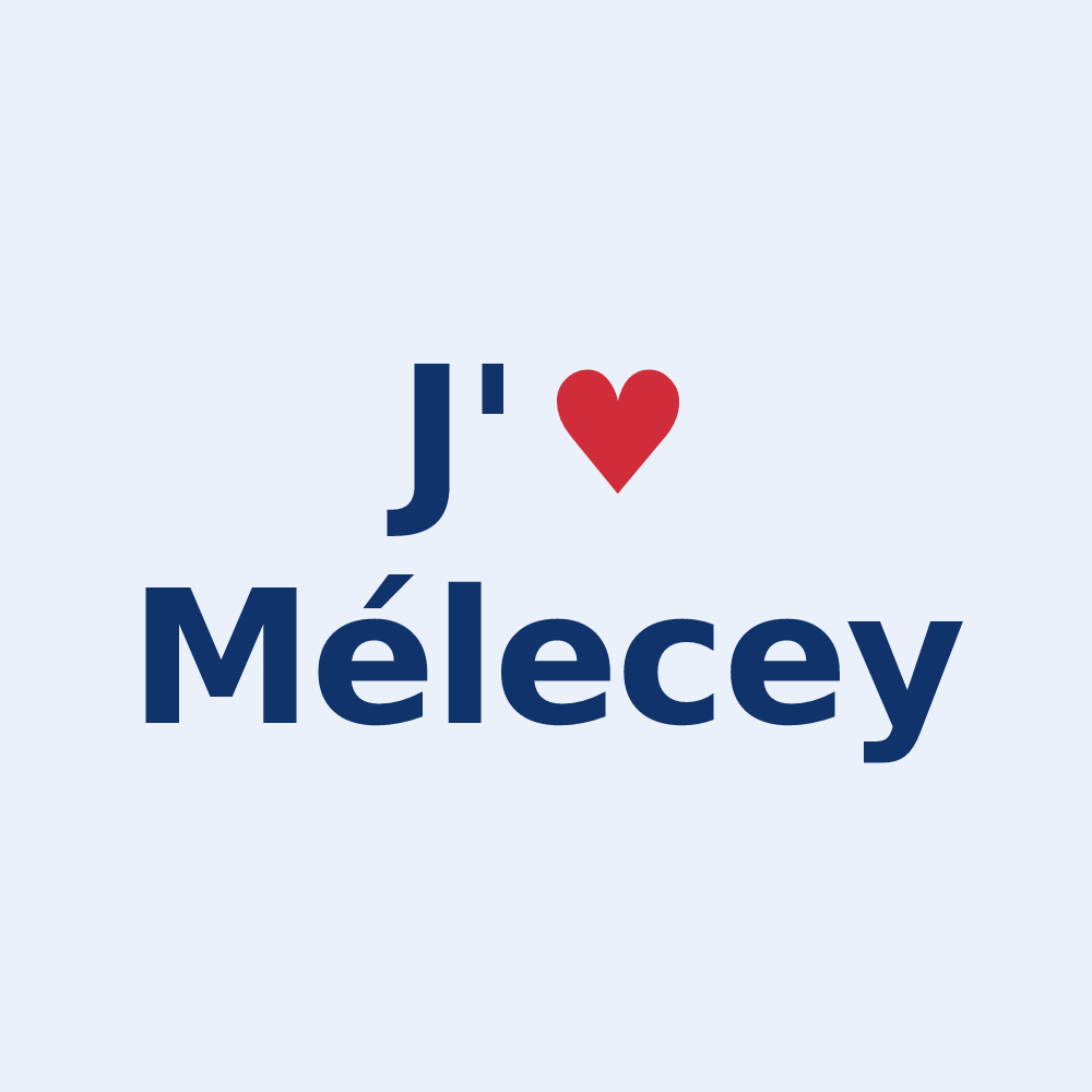 Sticker personnalisé Mélecey — design « J'aime Mélecey » imprimé sur le sticker