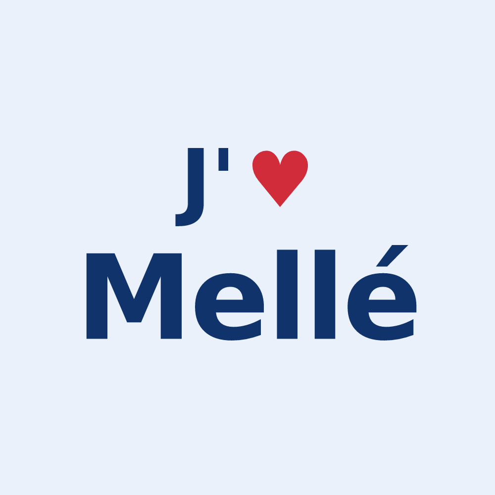 Sticker personnalisé Mellé — design J'aime Mellé