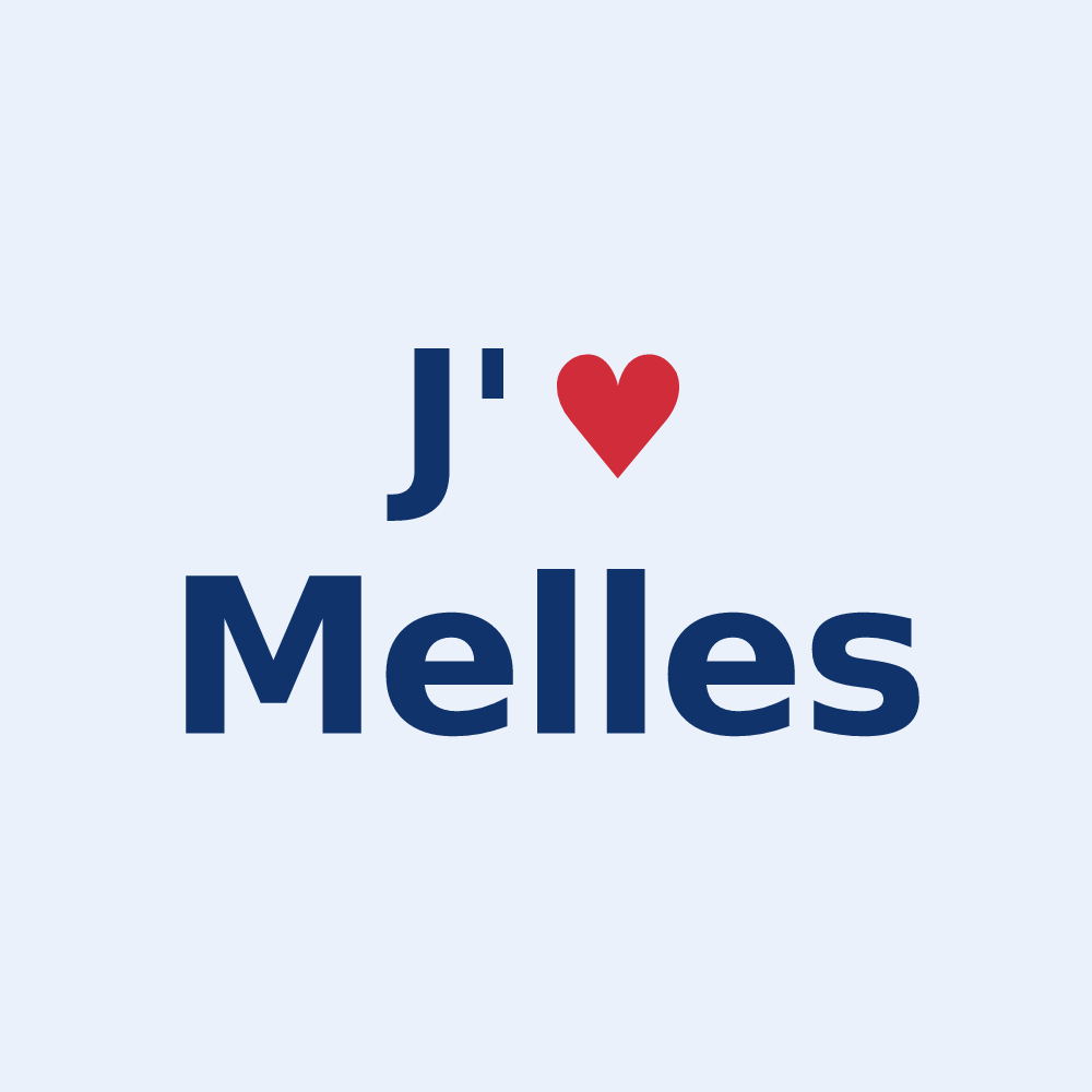 Sticker personnalisé Melles — design « J'aime Melles » imprimé sur le sticker