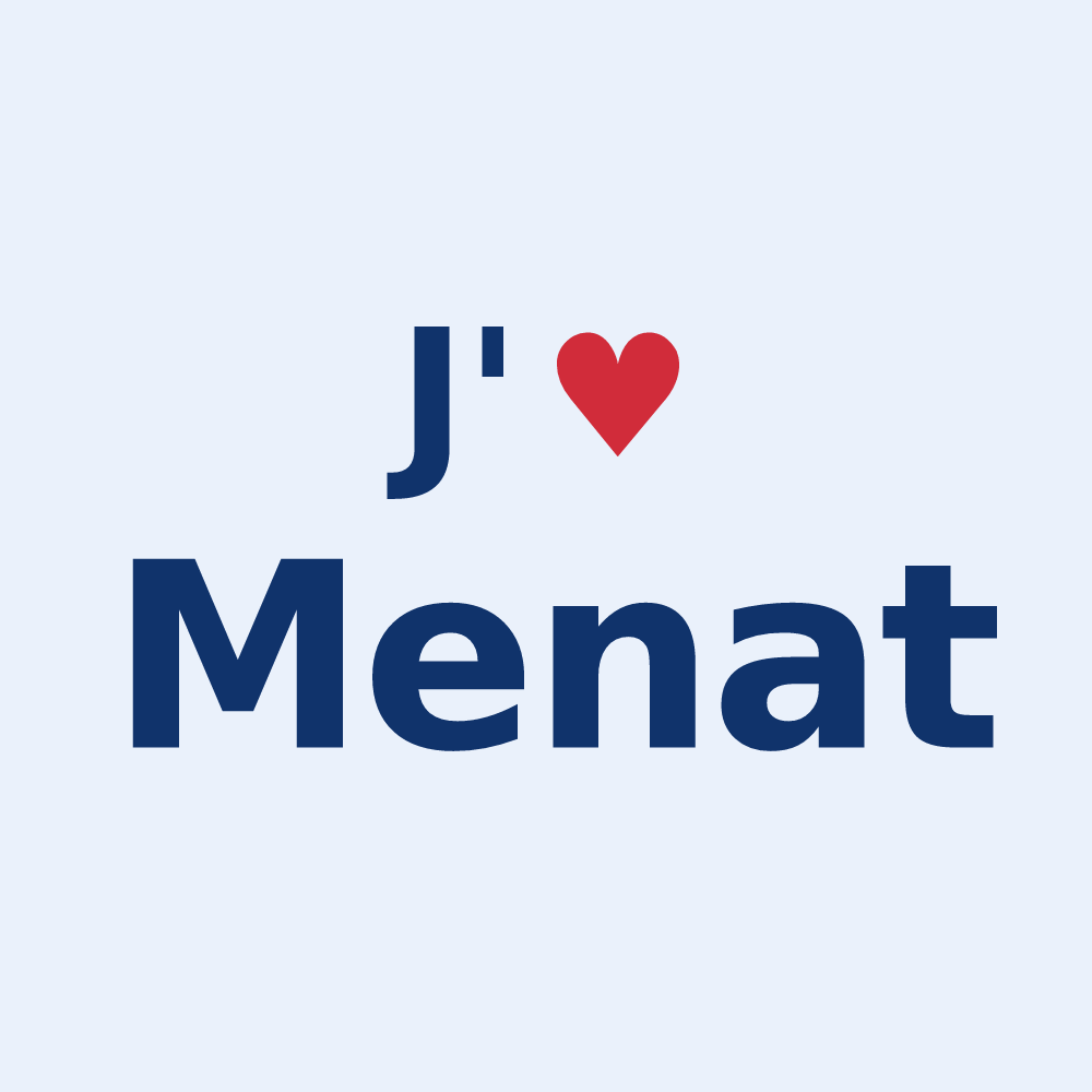 Sticker personnalisé Menat — design « J'aime Menat » imprimé sur le sticker