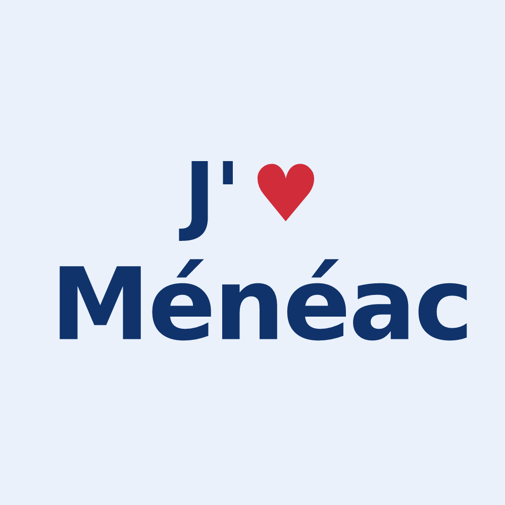 Sticker personnalisé Ménéac — design J'aime Ménéac