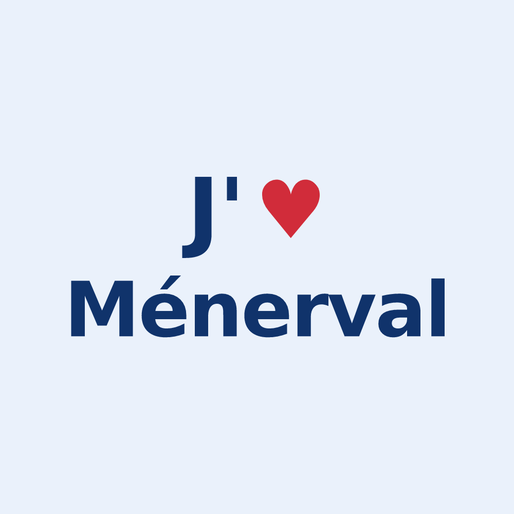 Sticker personnalisé Ménerval — design J'aime Ménerval