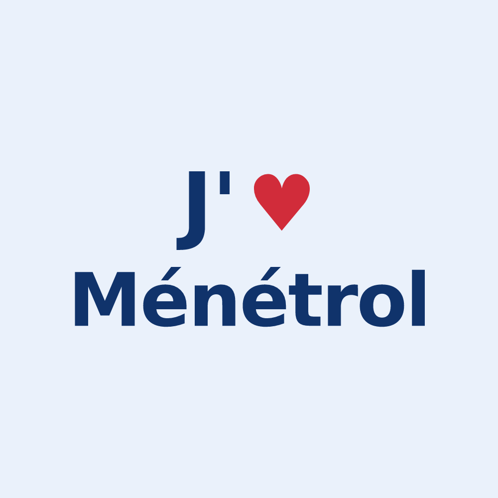 Sticker personnalisé Ménétrol — design J'aime Ménétrol