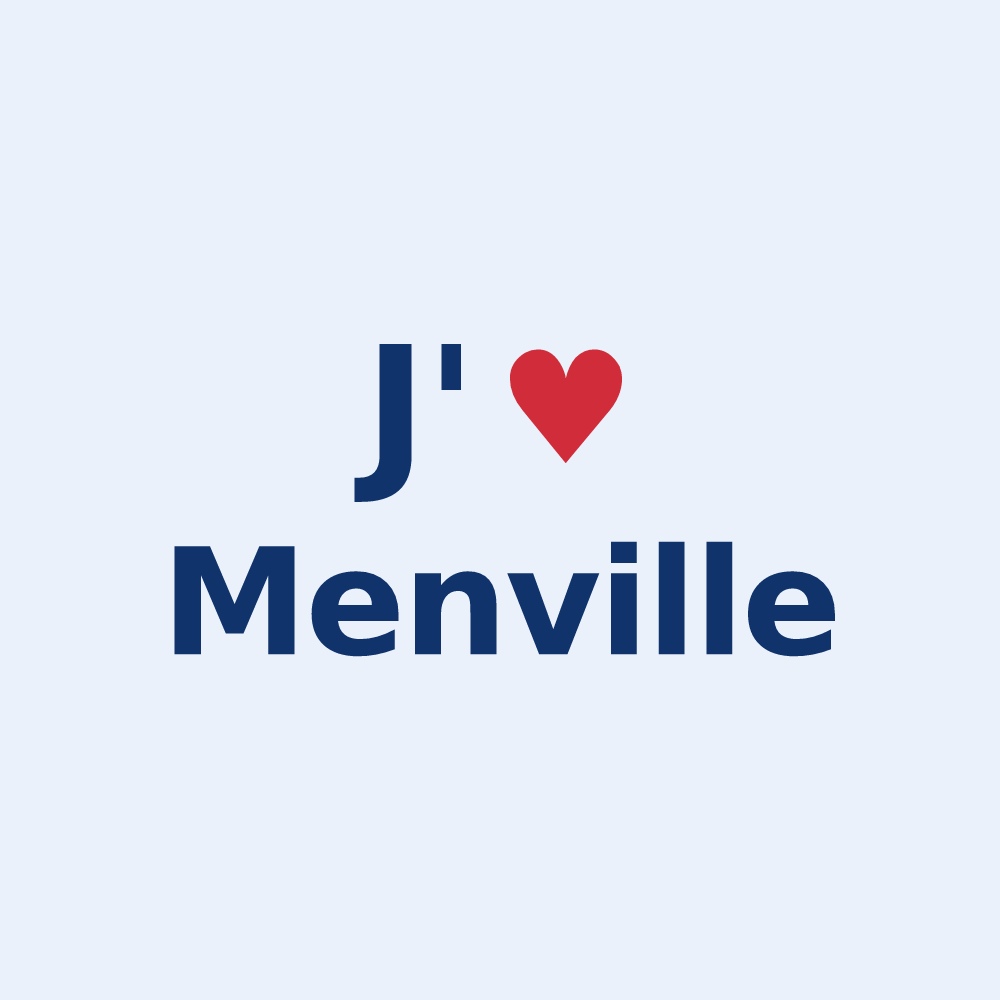 Sticker personnalisé Menville — design « J'aime Menville » imprimé sur le sticker