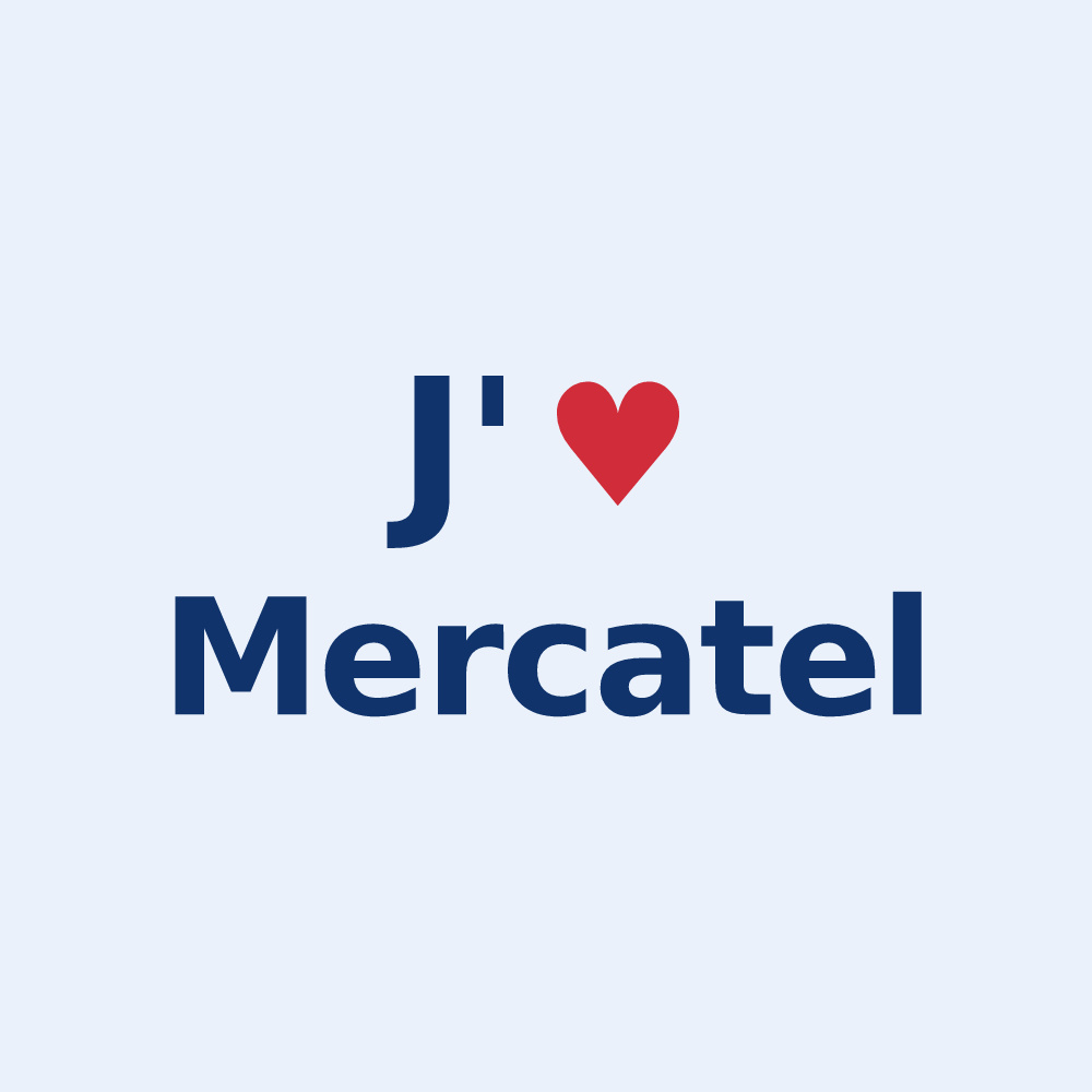 Sticker personnalisé Mercatel — design « J'aime Mercatel » imprimé sur le sticker