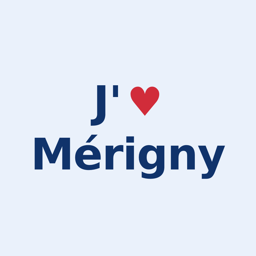 Sticker personnalisé Mérigny — design « J'aime Mérigny » imprimé sur le sticker