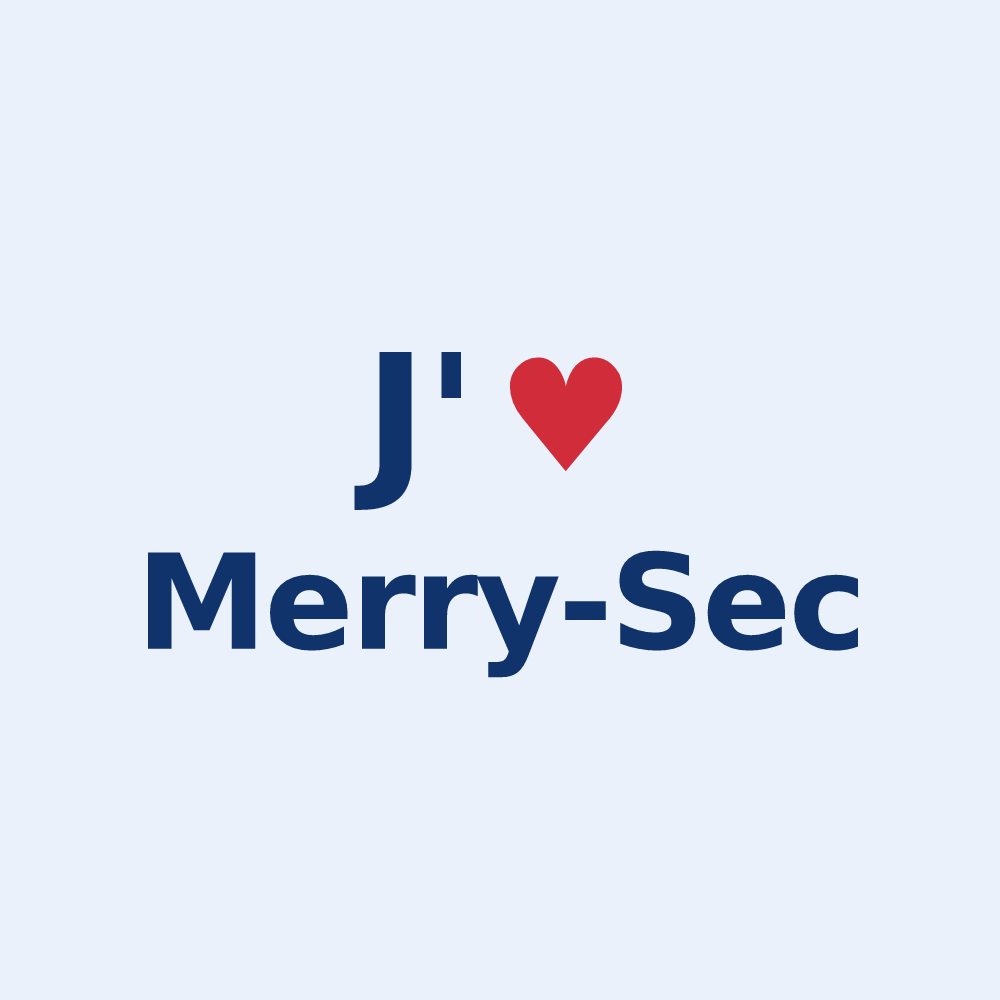Sticker personnalisé Merry-Sec — design « J'aime Merry-Sec » imprimé sur le sticker