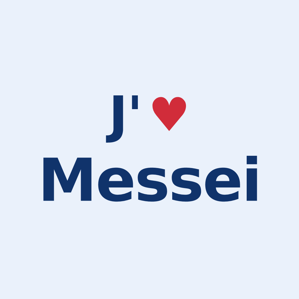 Sticker personnalisé Messei — design J'aime Messei