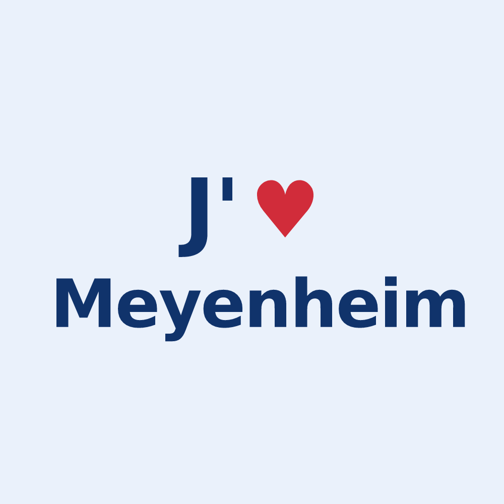 Sticker personnalisé Meyenheim — design « J'aime Meyenheim » imprimé sur le sticker