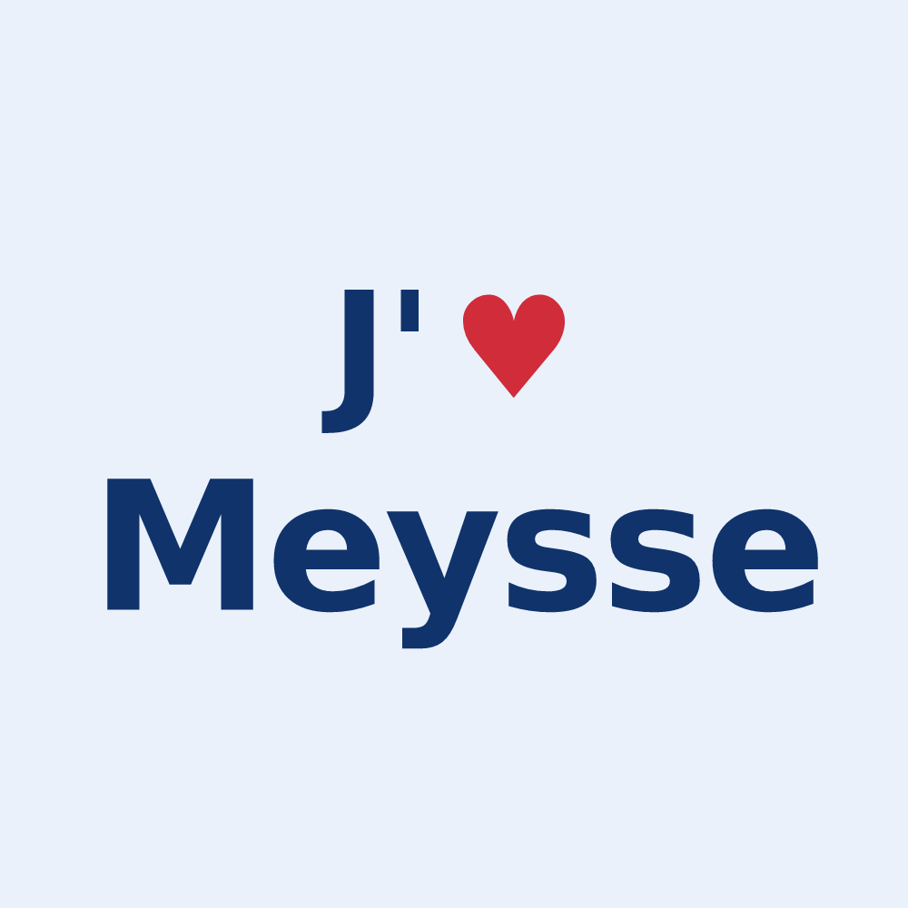 Sticker personnalisé Meysse — design « J'aime Meysse » imprimé sur le sticker