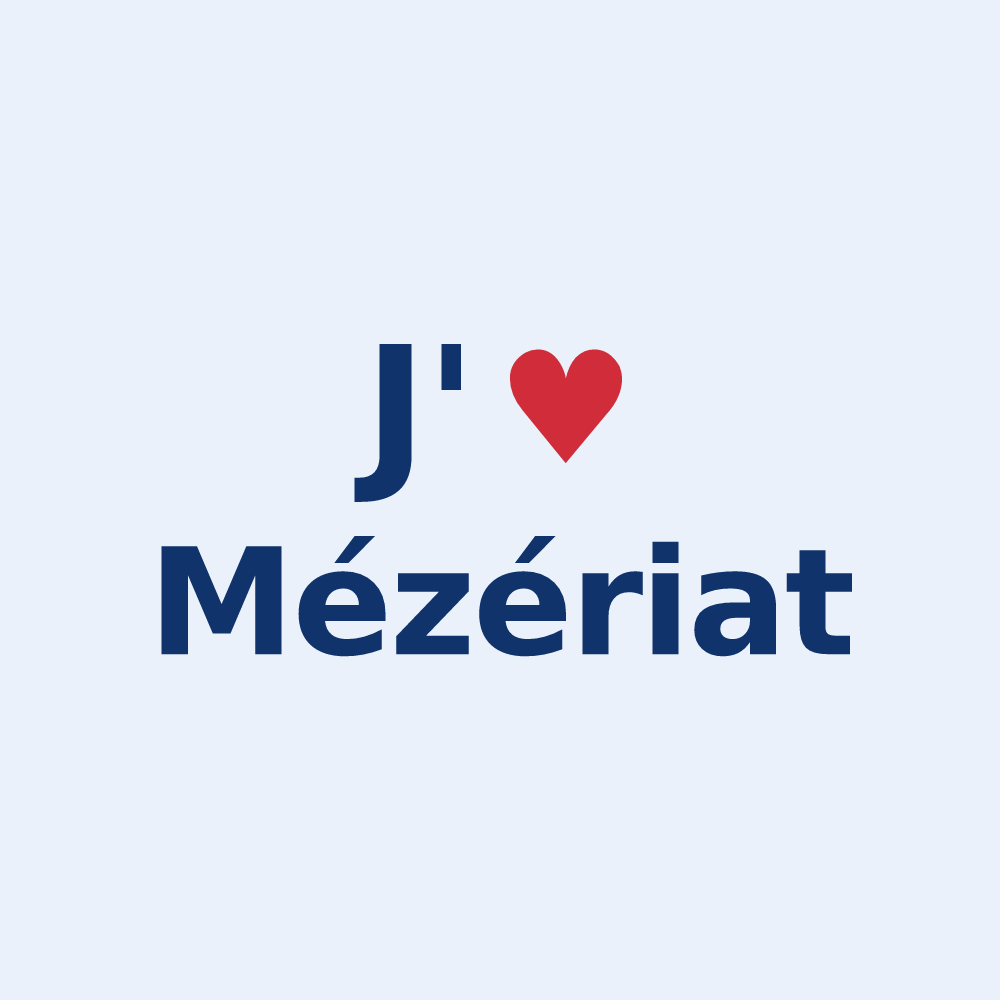 Sticker personnalisé Mézériat — design « J'aime Mézériat » imprimé sur le sticker