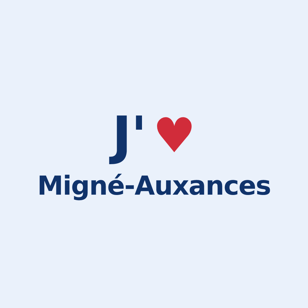 Sticker personnalisé Migné-Auxances — design J'aime Migné-Auxances