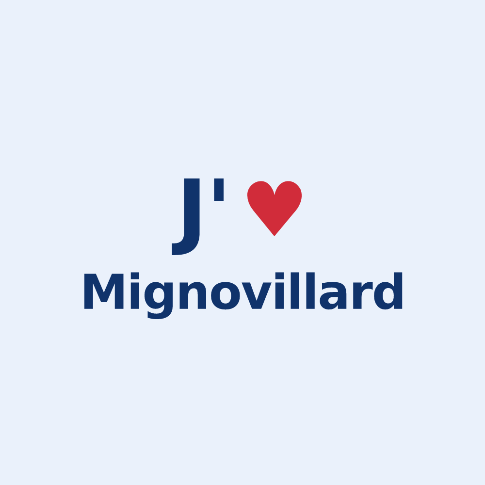 Sticker personnalisé Mignovillard — design J'aime Mignovillard