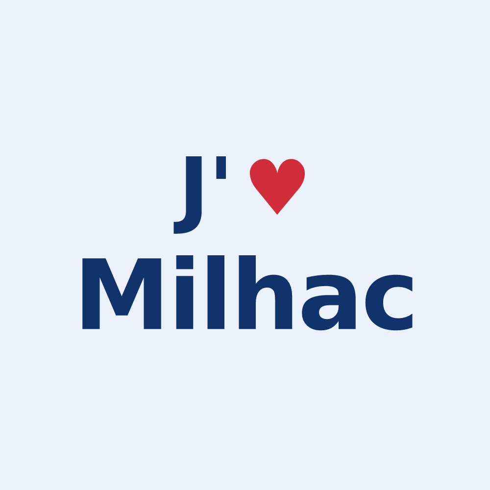 Sticker personnalisé Milhac — design J'aime Milhac