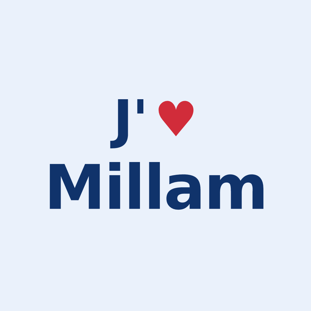 Sticker personnalisé Millam — design « J'aime Millam » imprimé sur le sticker