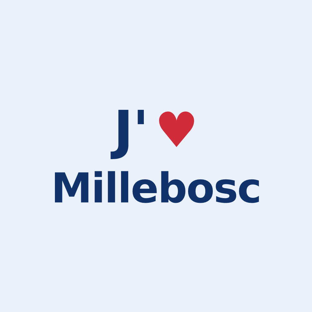 Sticker personnalisé Millebosc — design J'aime Millebosc