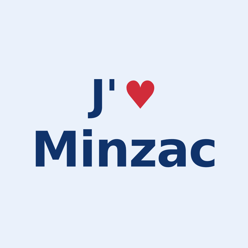 Sticker personnalisé Minzac — design J'aime Minzac