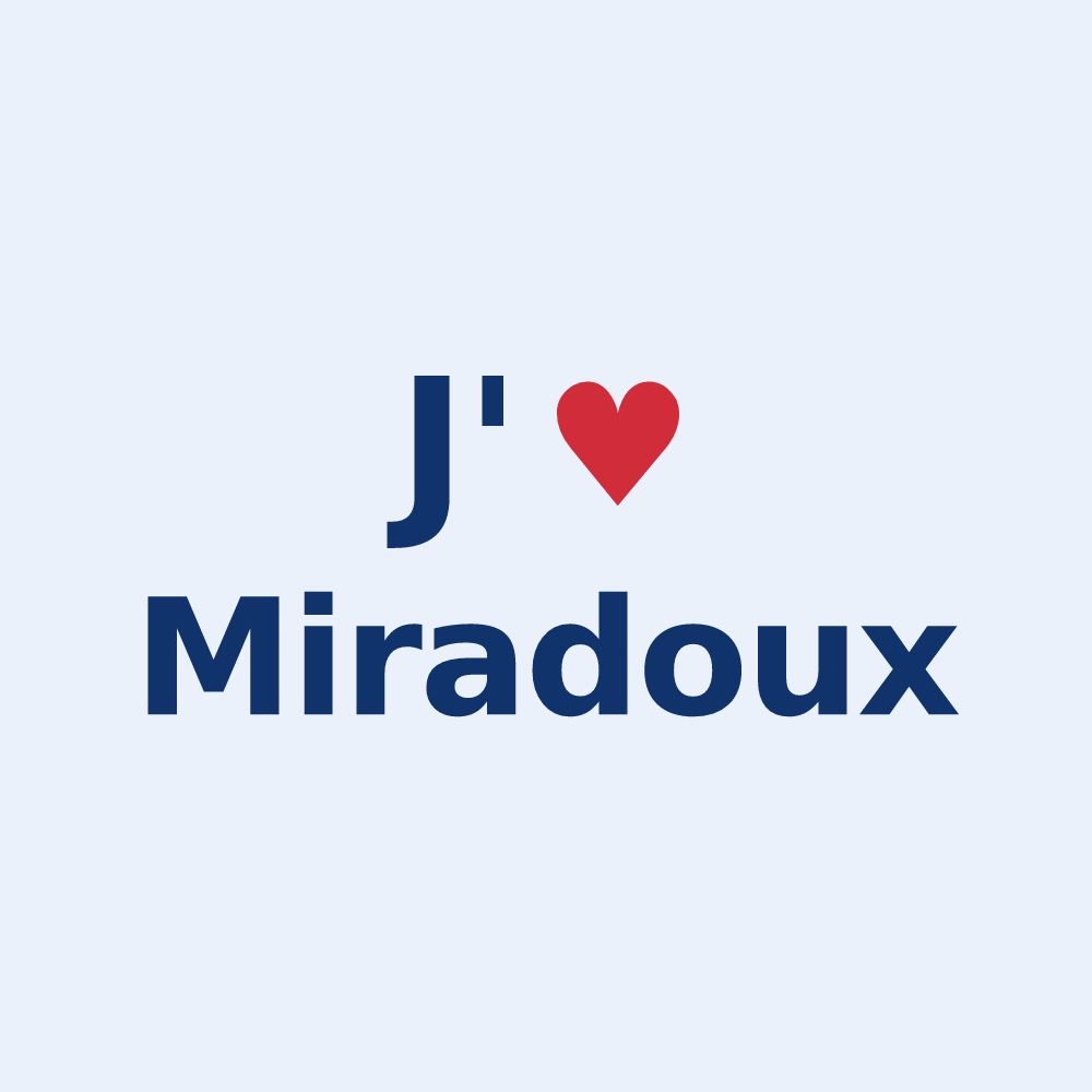 Sticker personnalisé Miradoux — design J'aime Miradoux