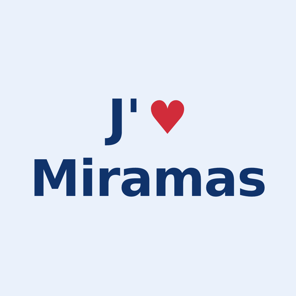 Sticker personnalisé Miramas — design « J'aime Miramas » imprimé sur le sticker