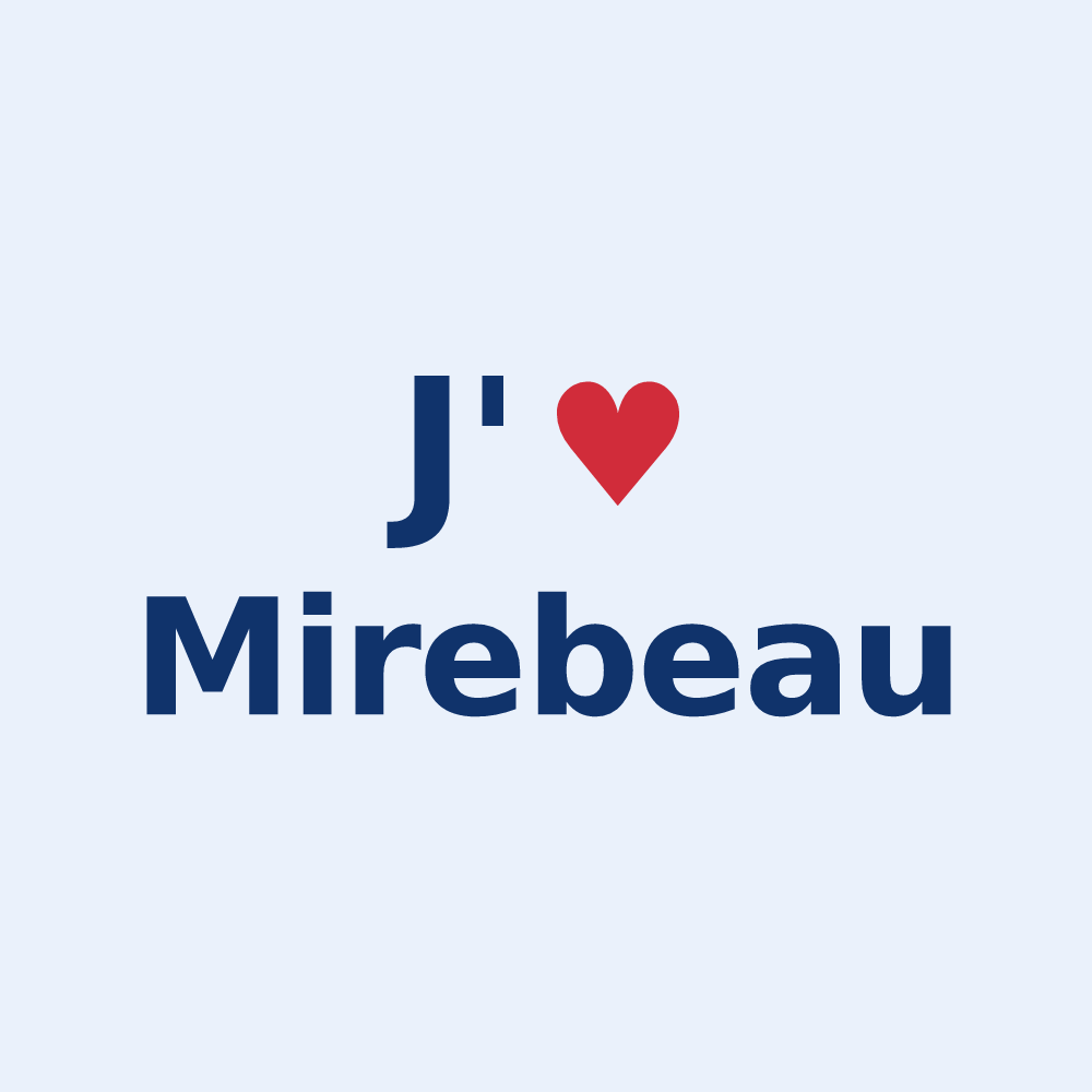 Sticker personnalisé Mirebeau — design J'aime Mirebeau