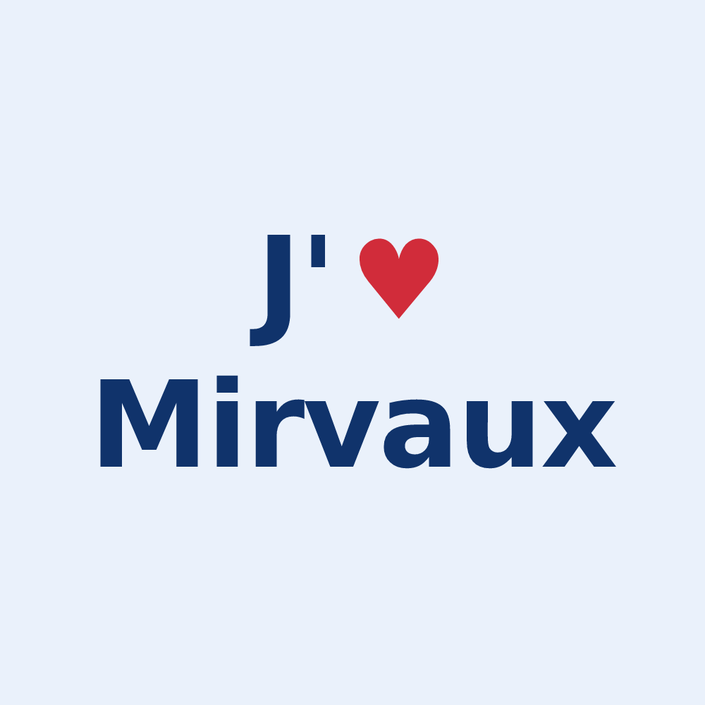 Sticker personnalisé Mirvaux — design « J'aime Mirvaux » imprimé sur le sticker