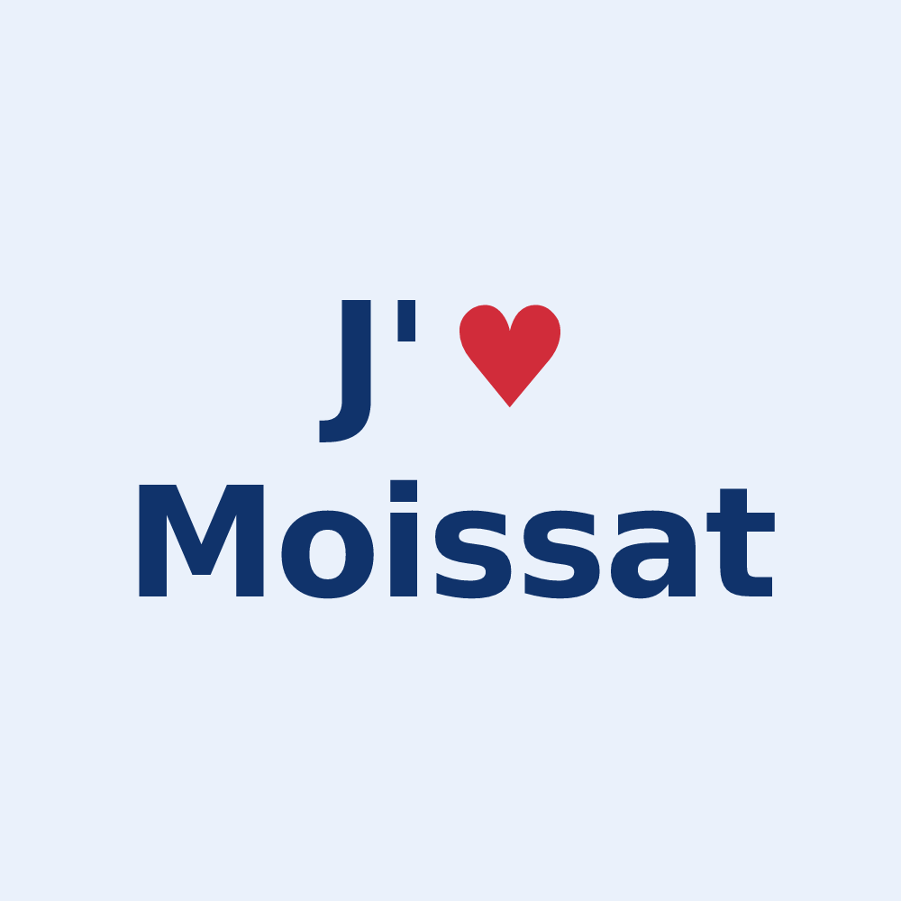 Sticker personnalisé Moissat — design J'aime Moissat