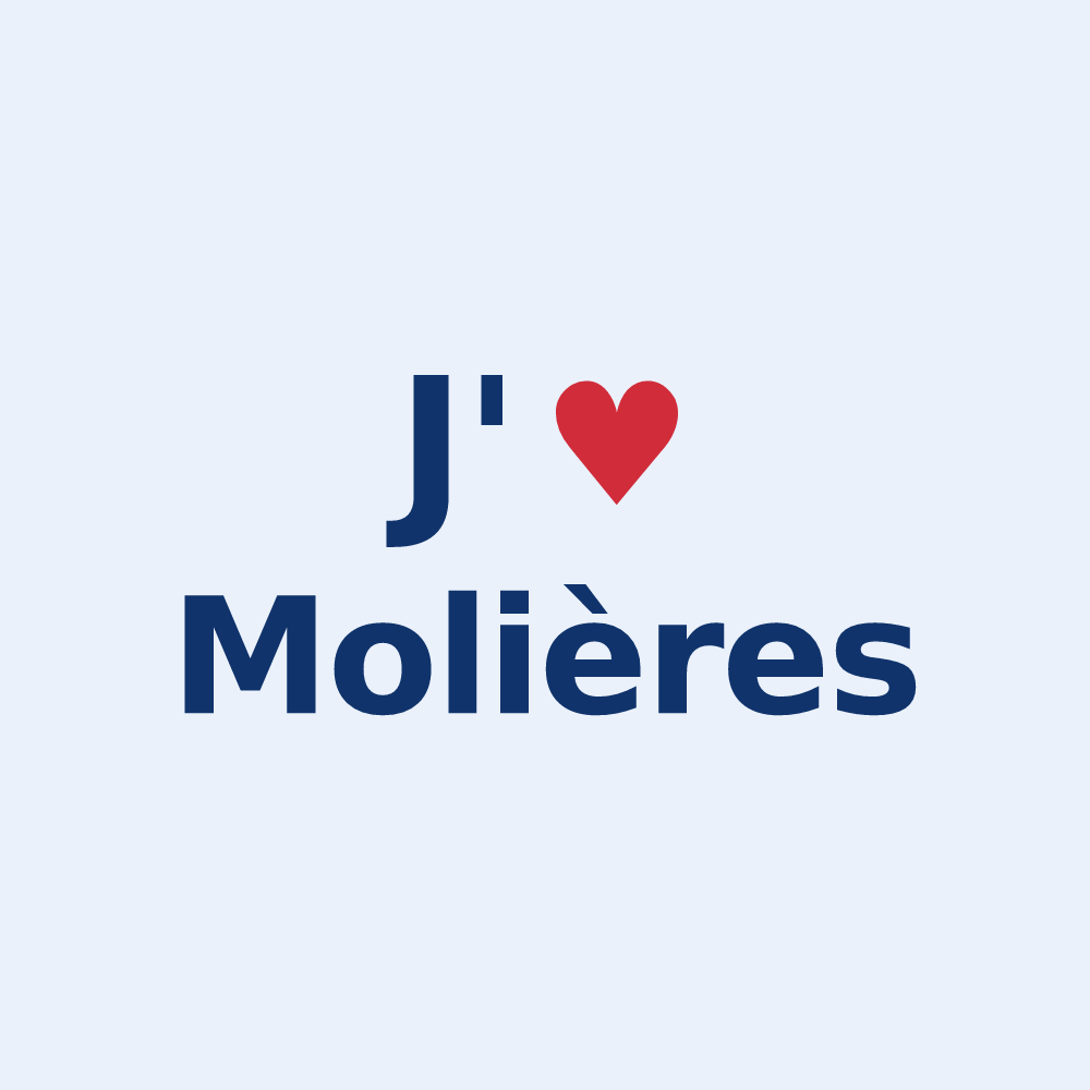 Sticker personnalisé Molières — design « J'aime Molières » imprimé sur le sticker