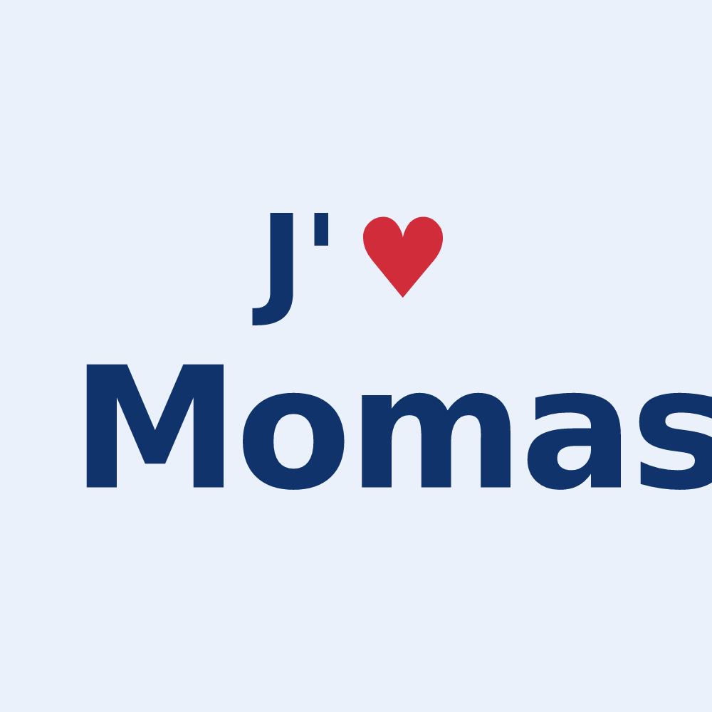 Sticker personnalisé Momas — design J'aime Momas