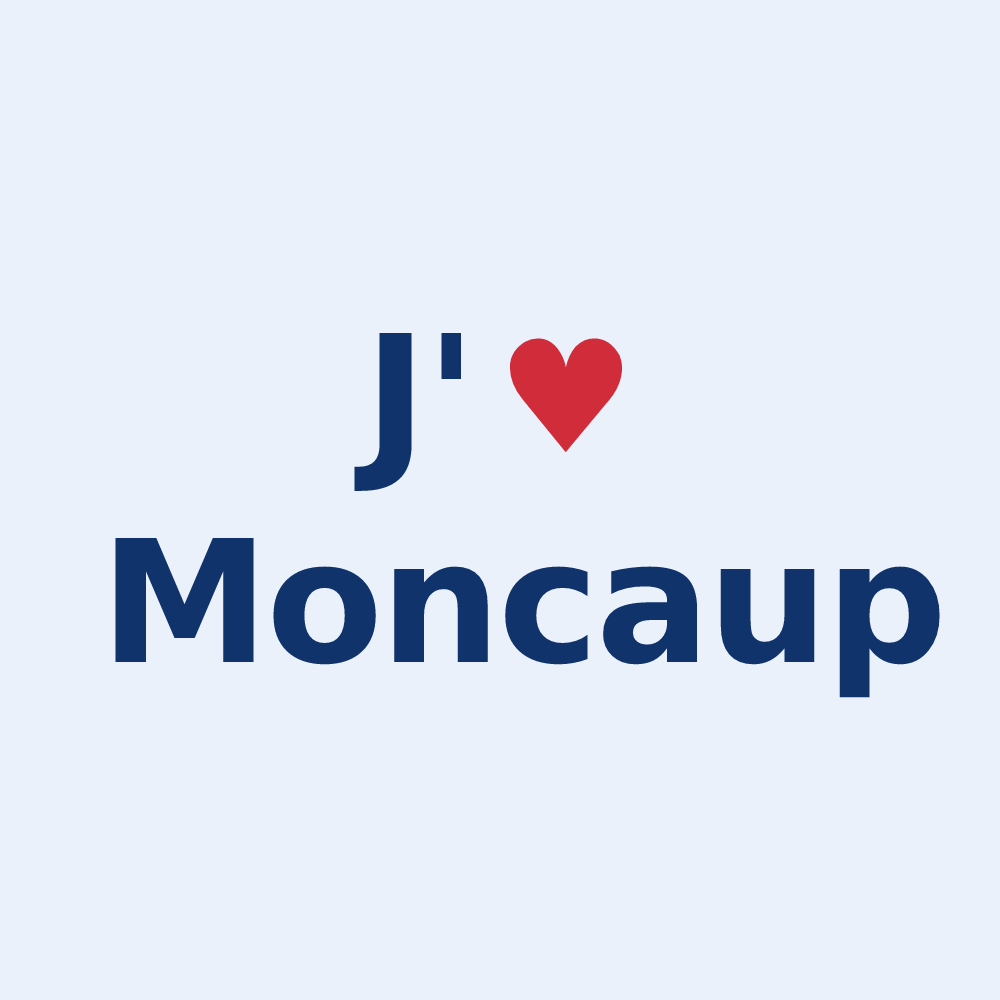 Sticker personnalisé Moncaup — design J'aime Moncaup