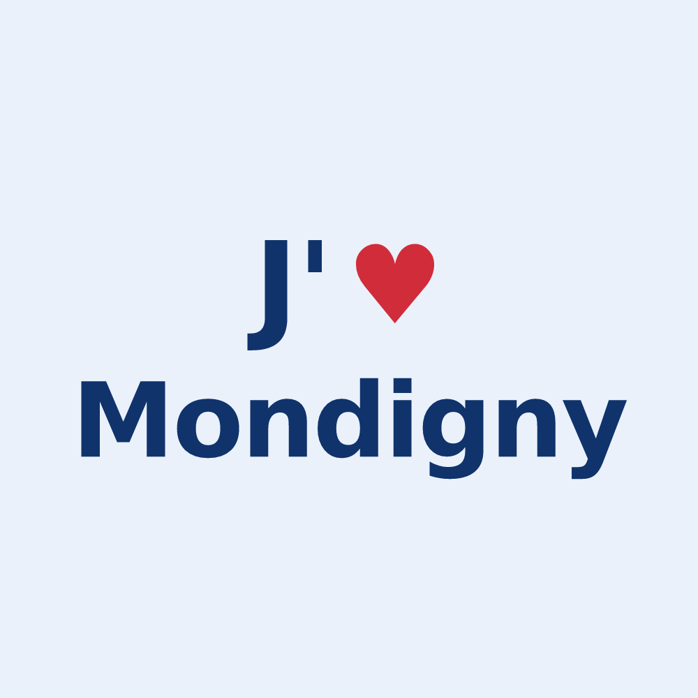 Sticker personnalisé Mondigny — design « J'aime Mondigny » imprimé sur le sticker