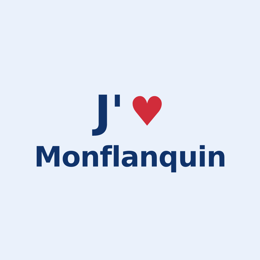 Sticker personnalisé Monflanquin — design J'aime Monflanquin