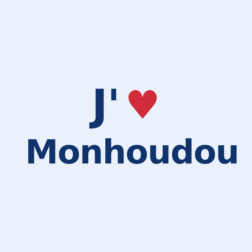 Sticker personnalisé Monhoudou — design J'aime Monhoudou