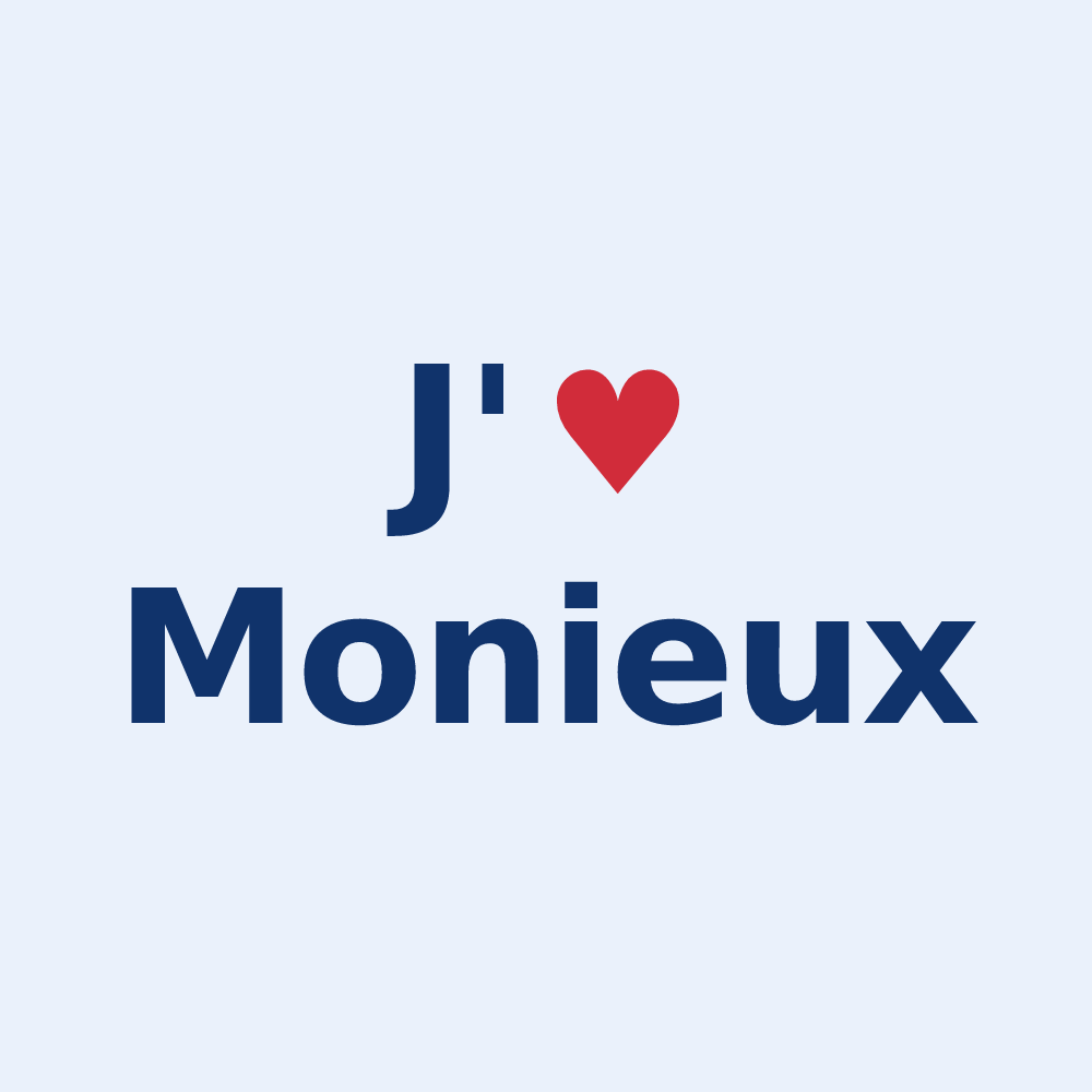 Sticker personnalisé Monieux — design « J'aime Monieux » imprimé sur le sticker