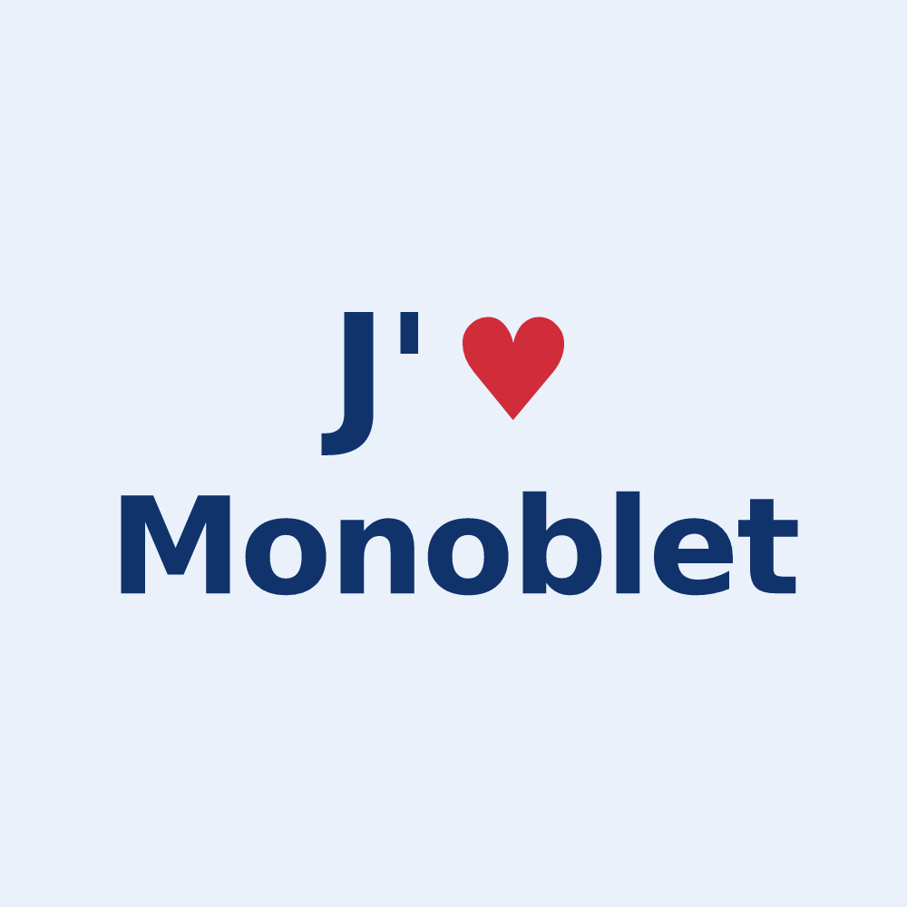 Sticker personnalisé Monoblet — design J'aime Monoblet