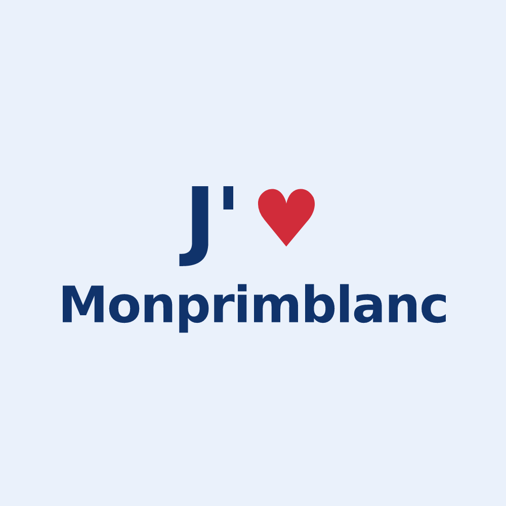 Sticker personnalisé Monprimblanc — design J'aime Monprimblanc