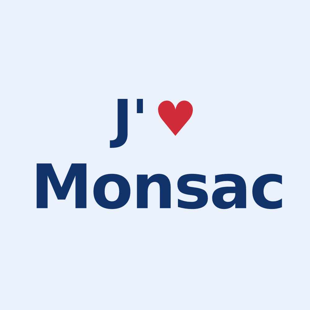 Sticker personnalisé Monsac — design J'aime Monsac