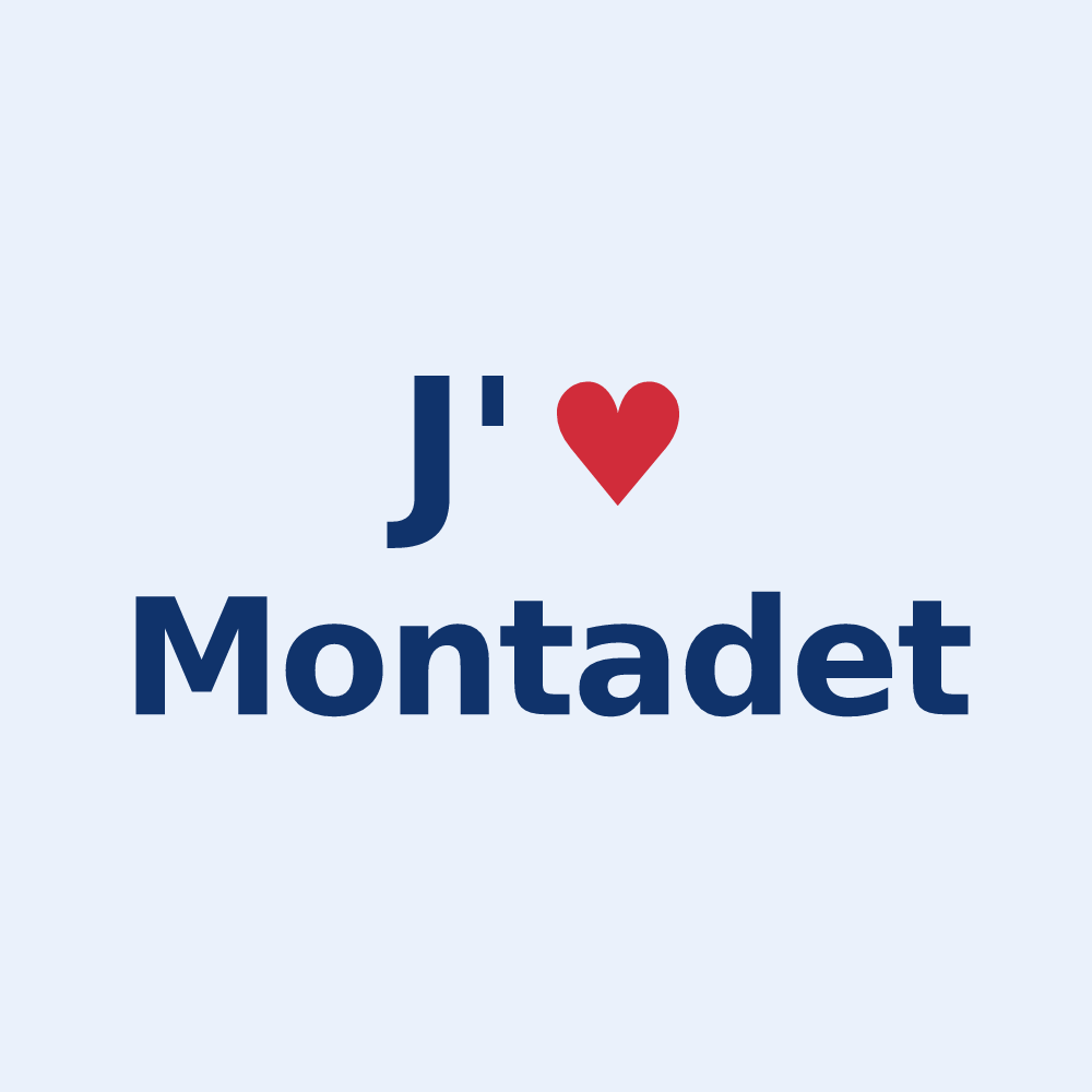 Sticker personnalisé Montadet — design « J'aime Montadet » imprimé sur le sticker