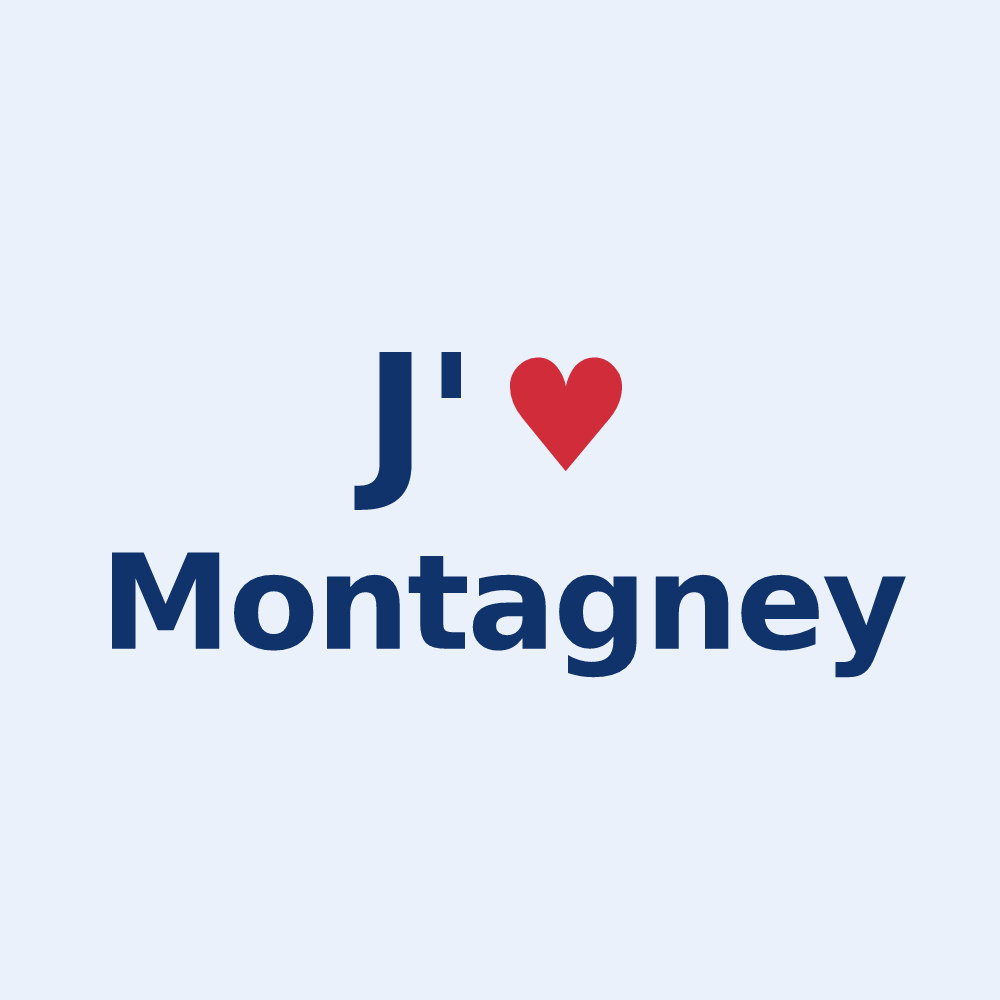 Sticker personnalisé Montagney — design « J'aime Montagney » imprimé sur le sticker
