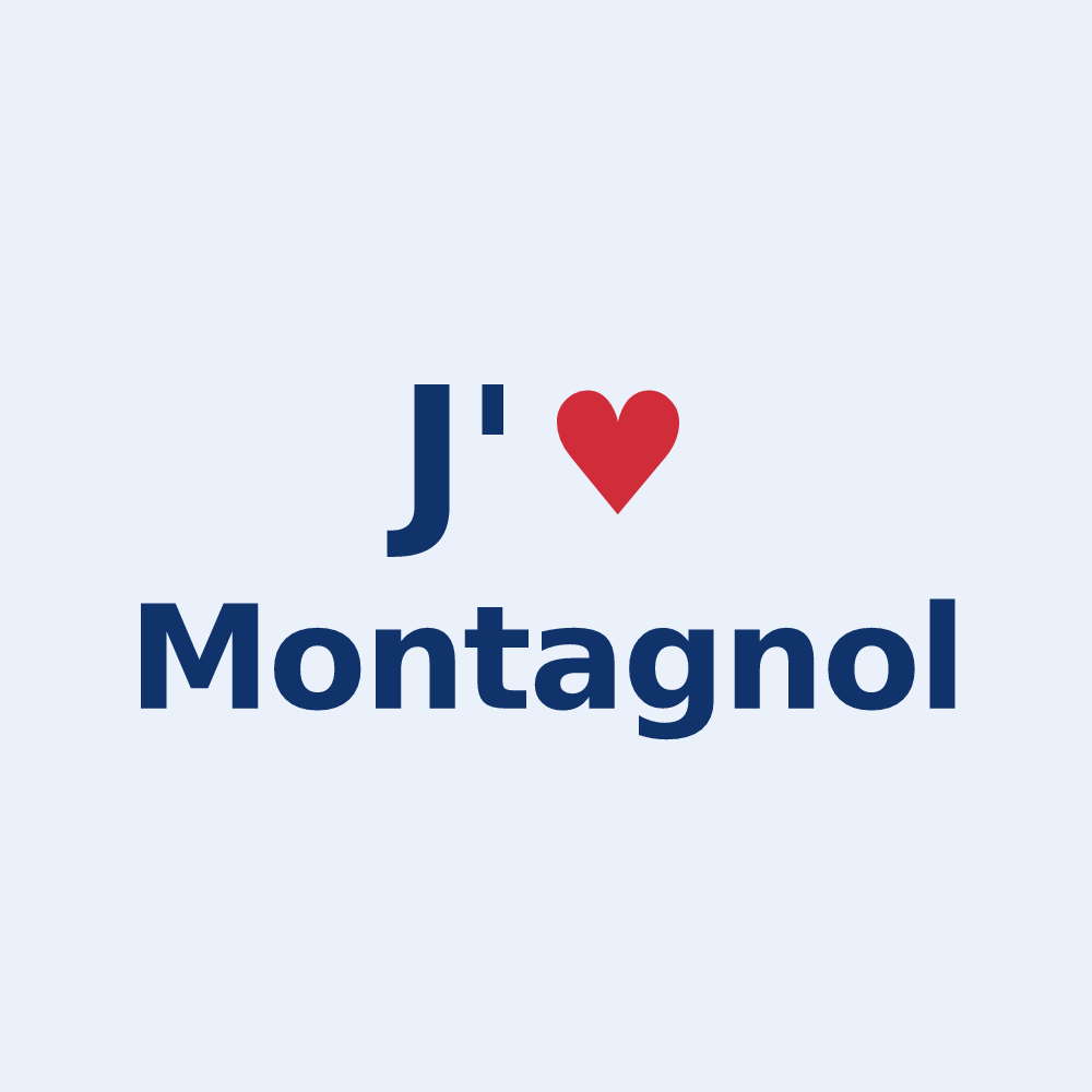 Sticker personnalisé Montagnol — design J'aime Montagnol