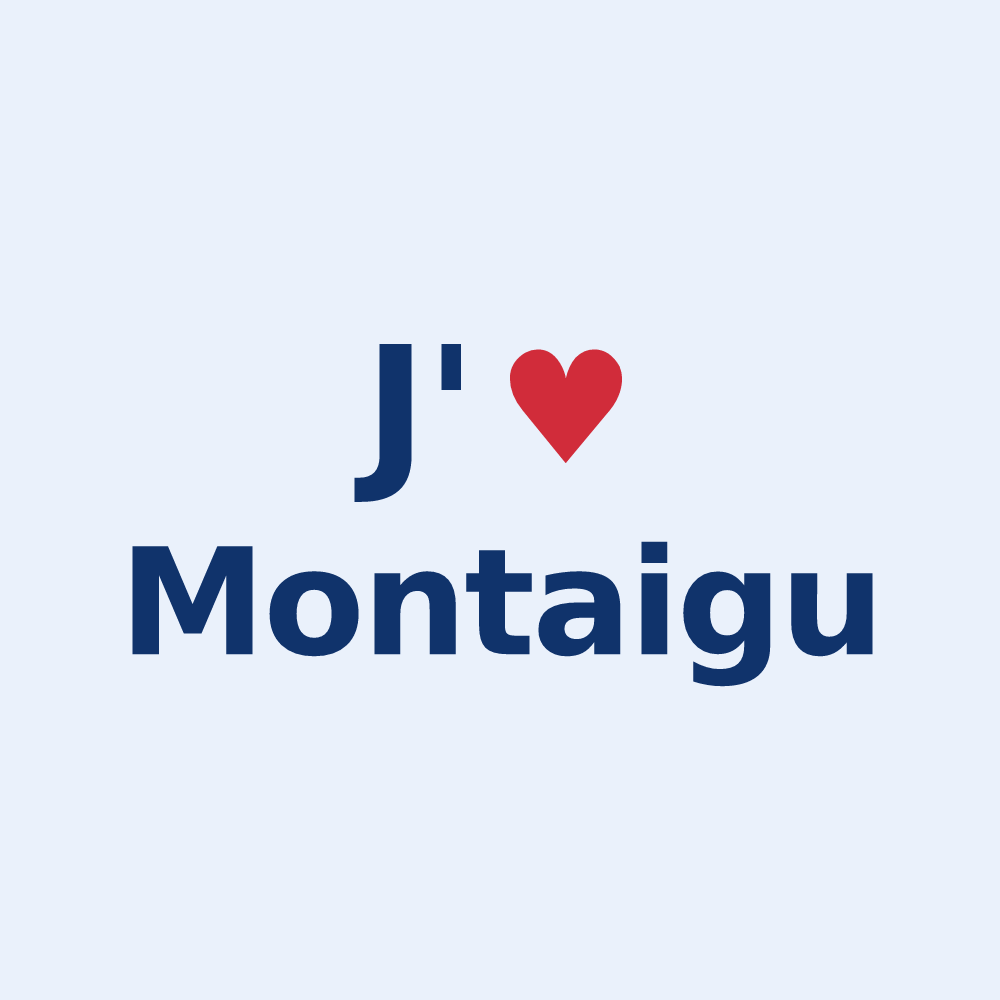 Sticker personnalisé Montaigu — design J'aime Montaigu