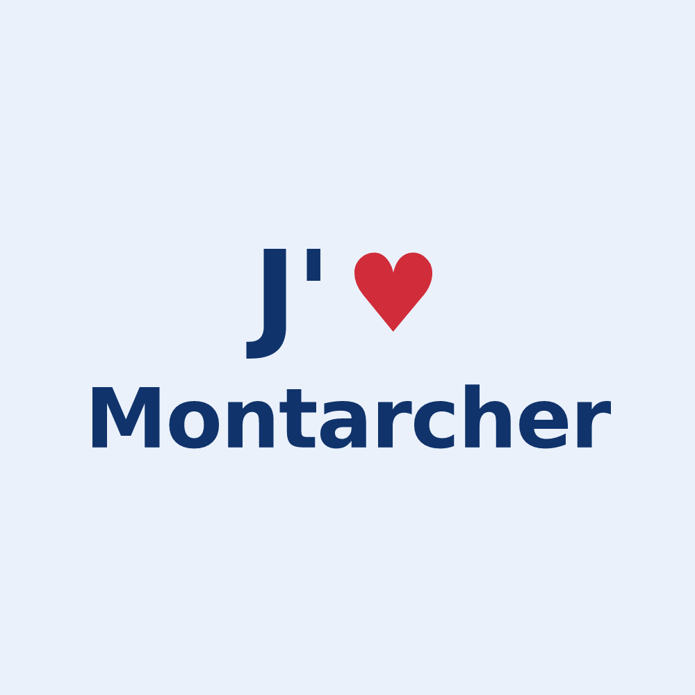 Sticker personnalisé Montarcher — design « J'aime Montarcher » imprimé sur le sticker