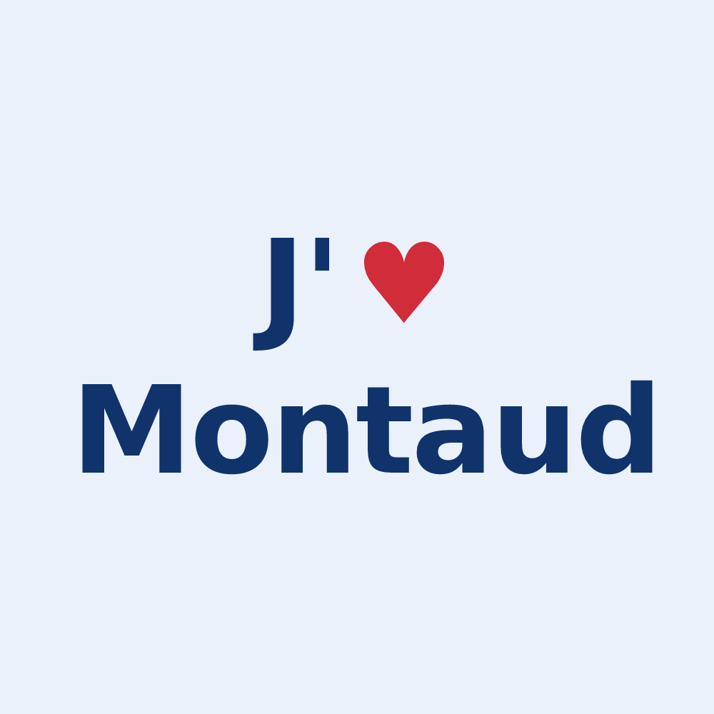 Sticker personnalisé Montaud — design J'aime Montaud
