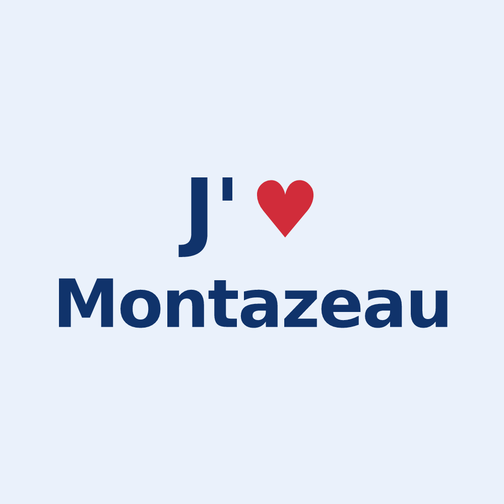 Sticker personnalisé Montazeau — design J'aime Montazeau