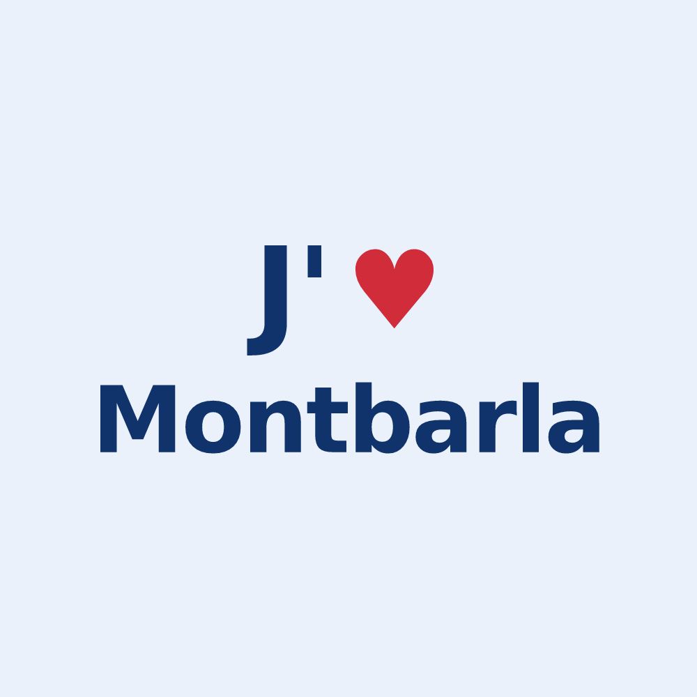 Sticker personnalisé Montbarla — design « J'aime Montbarla » imprimé sur le sticker
