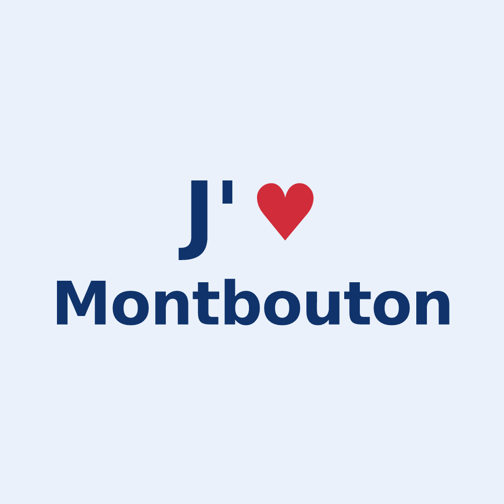 Sticker personnalisé Montbouton — design J'aime Montbouton