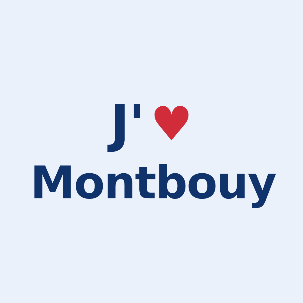 Sticker personnalisé Montbouy — design J'aime Montbouy