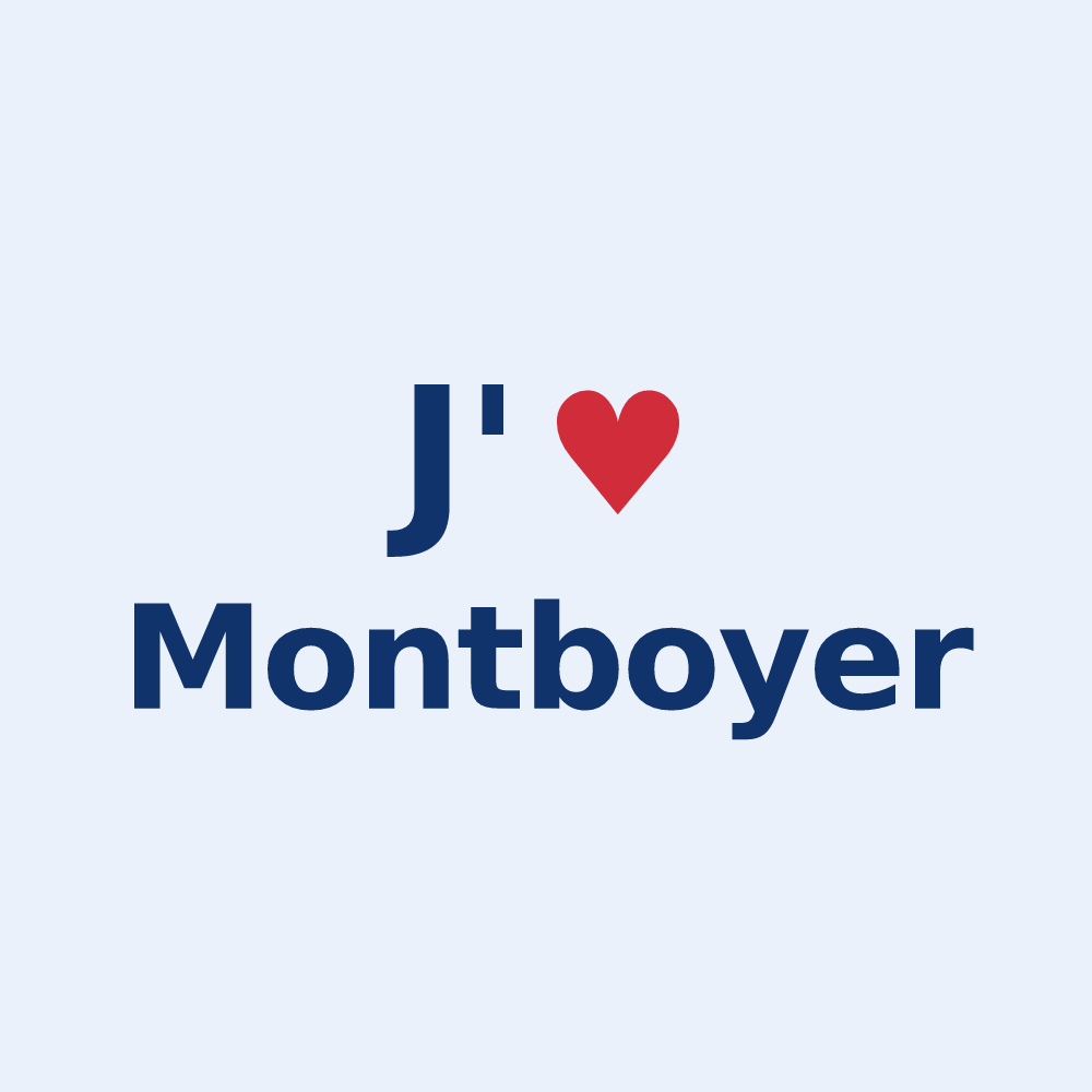 Sticker personnalisé Montboyer — design J'aime Montboyer