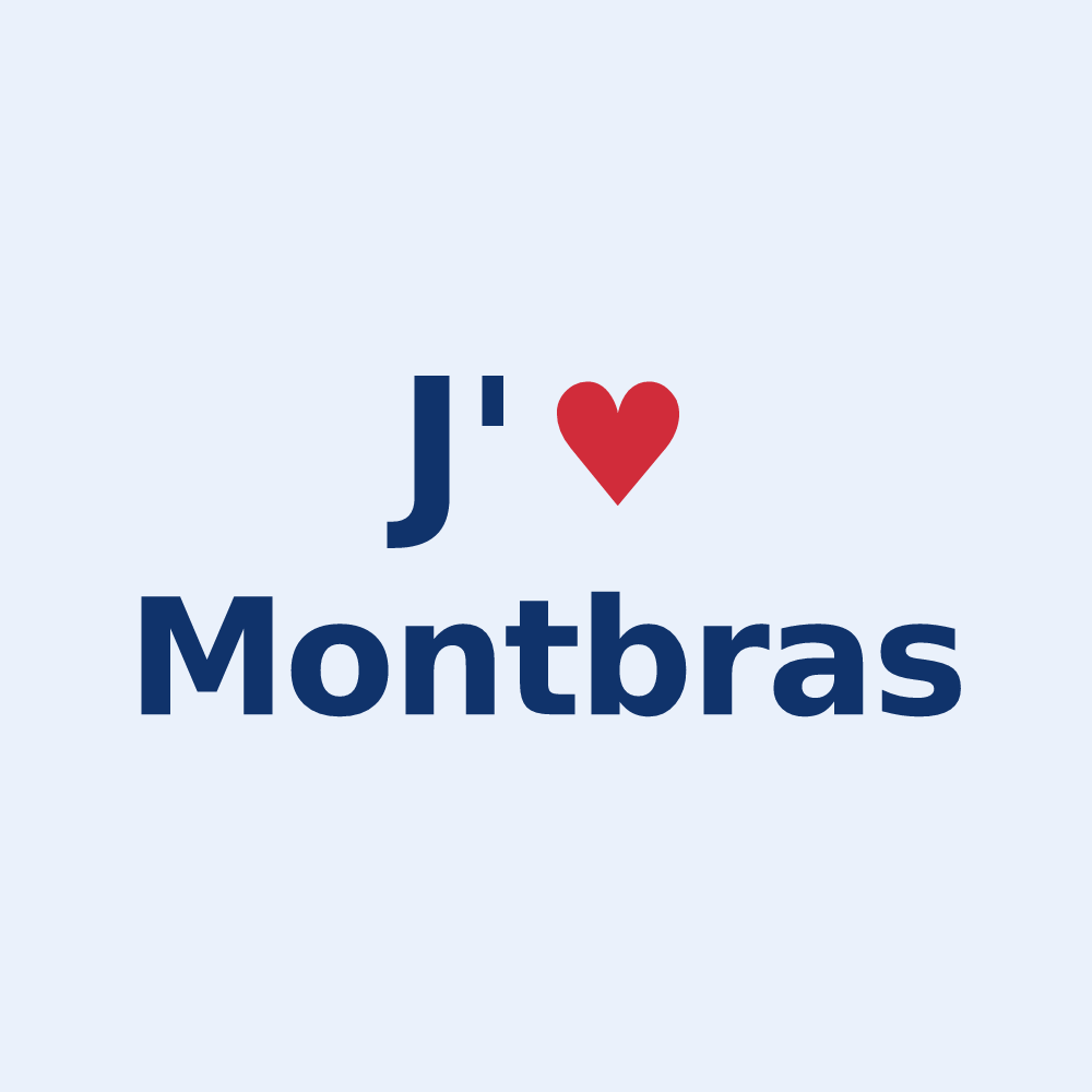 Sticker personnalisé Montbras — design J'aime Montbras