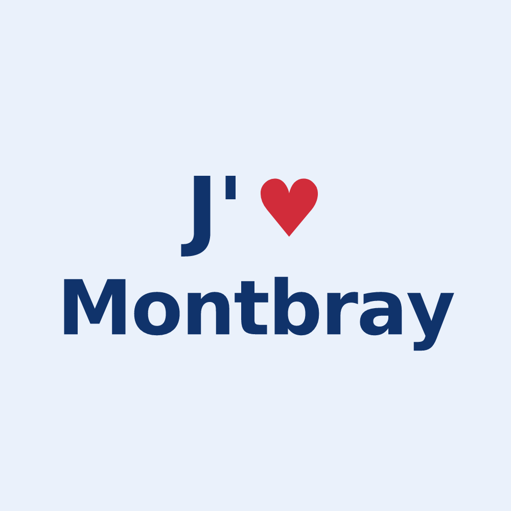 Sticker personnalisé Montbray — design J'aime Montbray