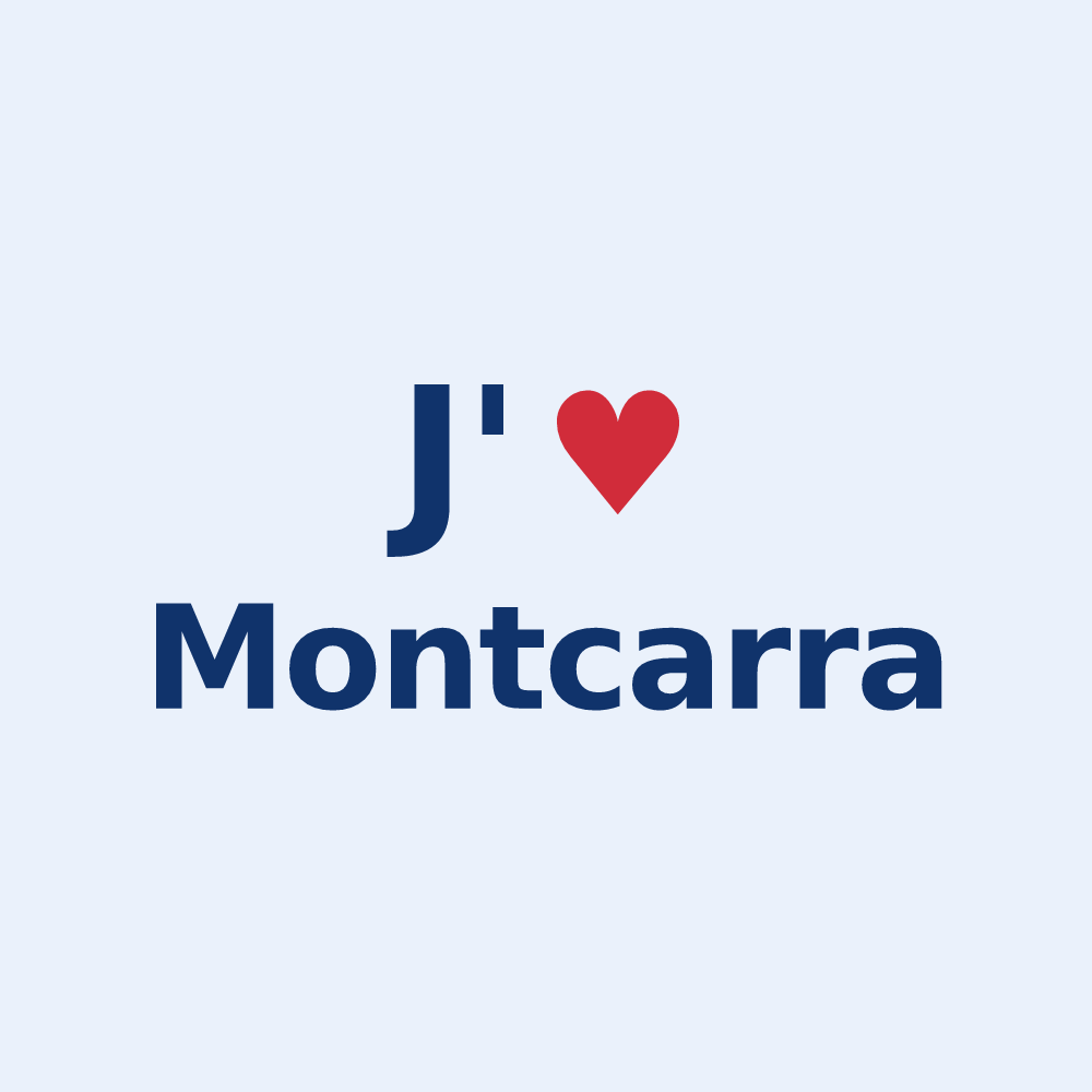 Sticker personnalisé Montcarra — design J'aime Montcarra